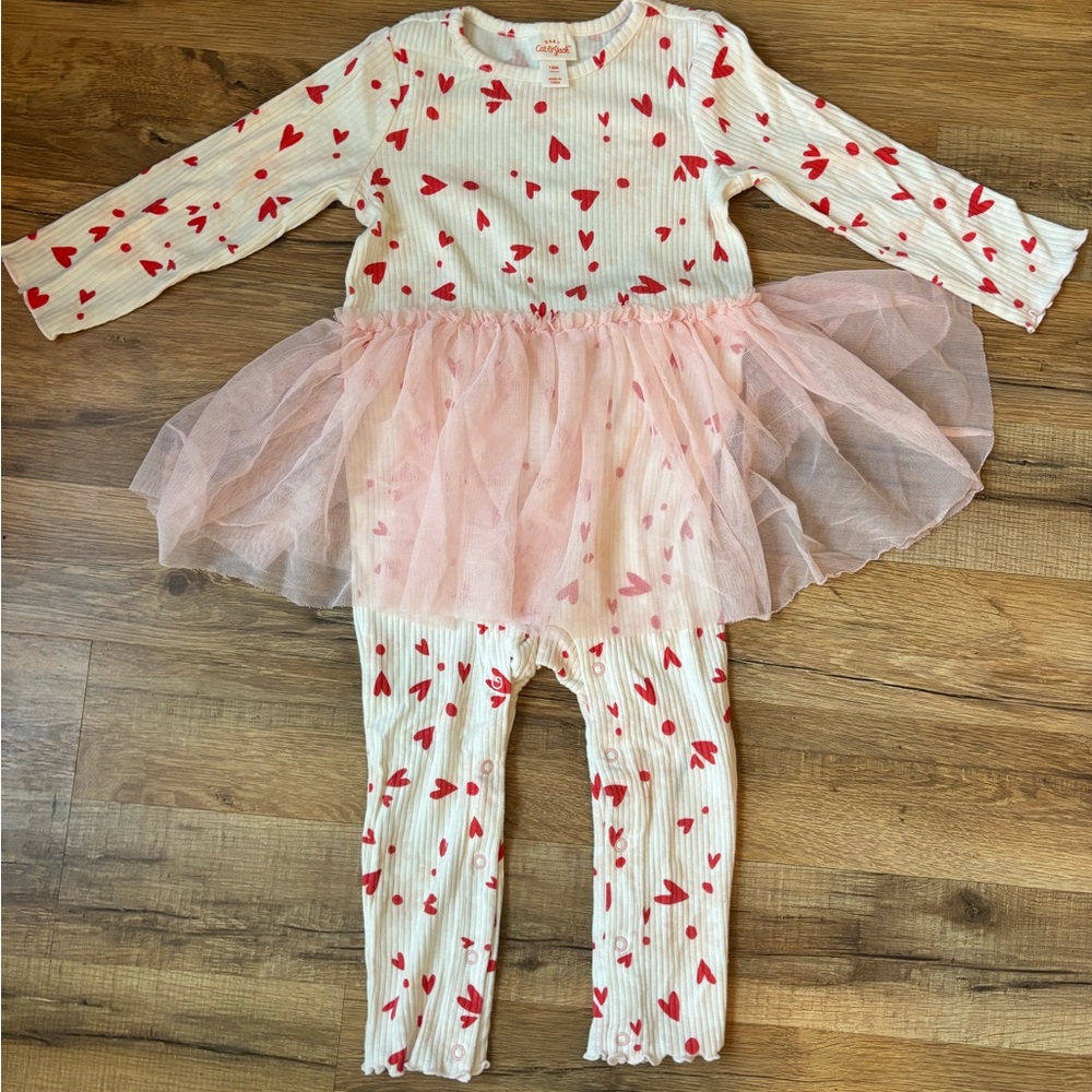 Heart Print Tutu Onesie